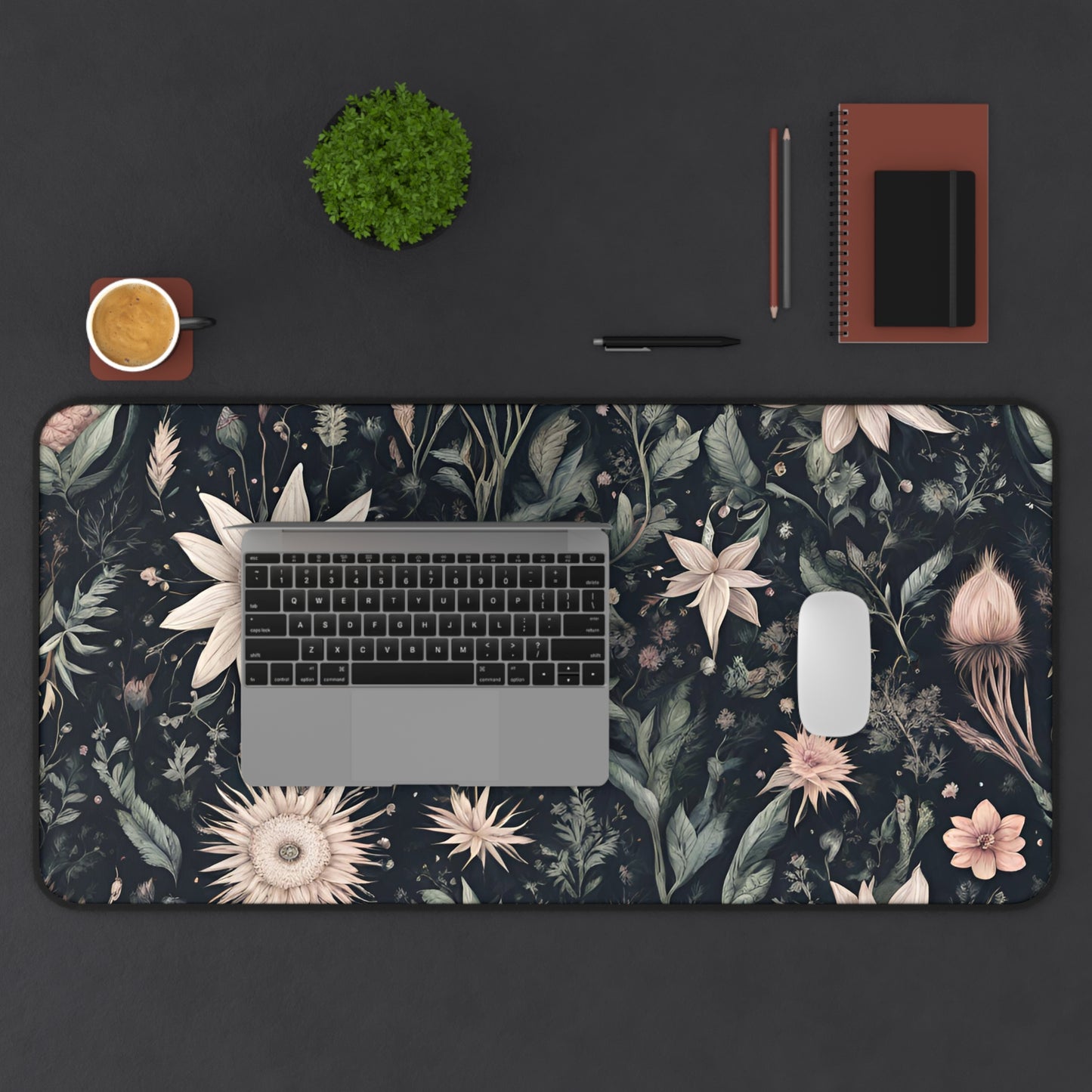 Dark Floral Desk Mat
