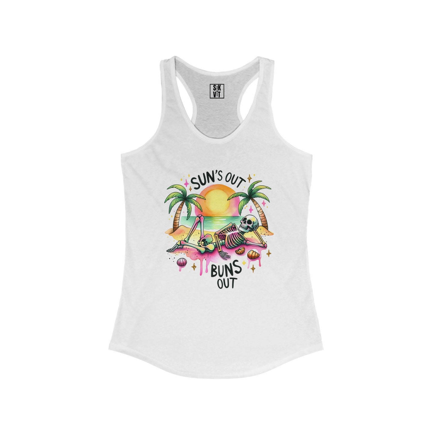 Ladies Suns Out Buns Out Racerback