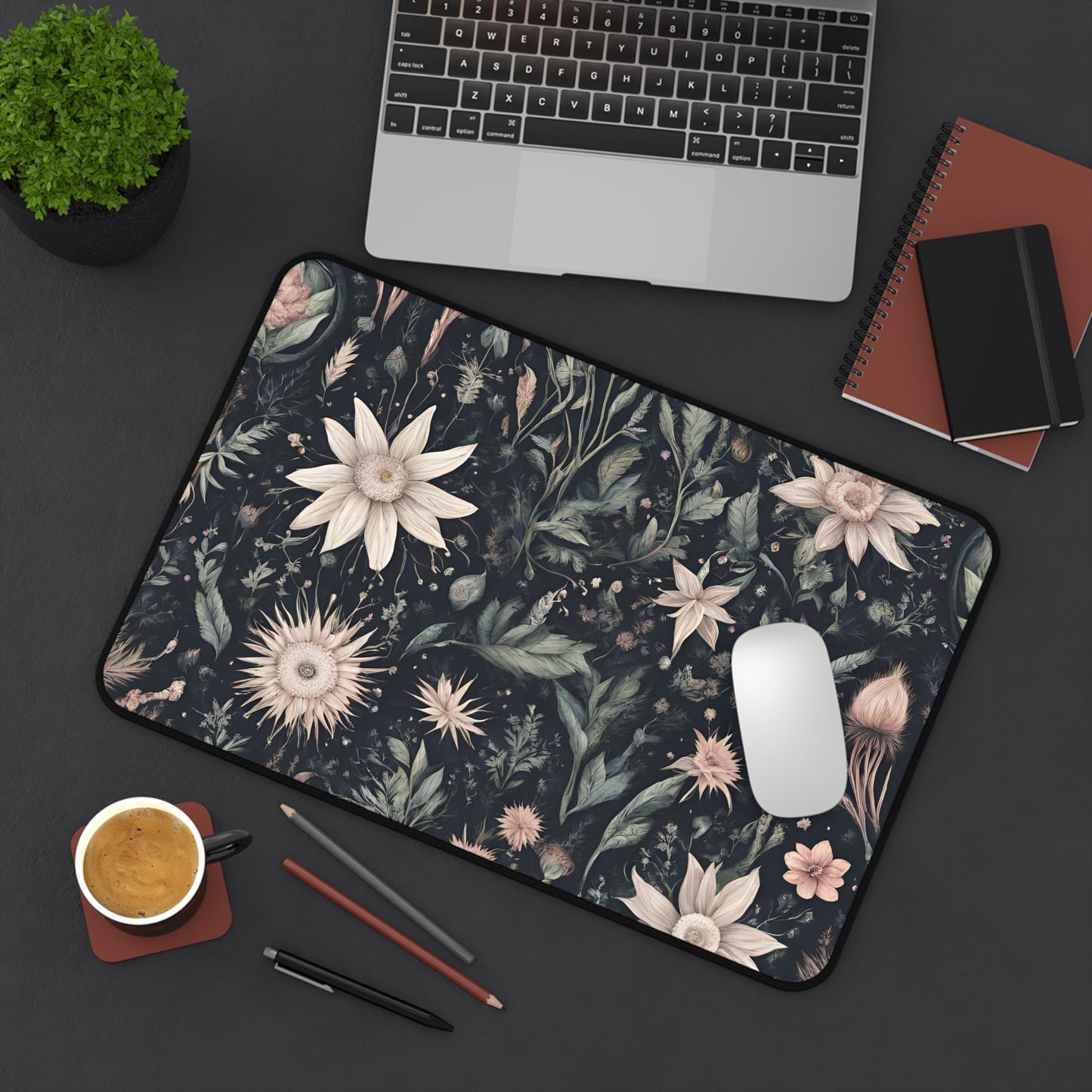 Dark Floral Desk Mat