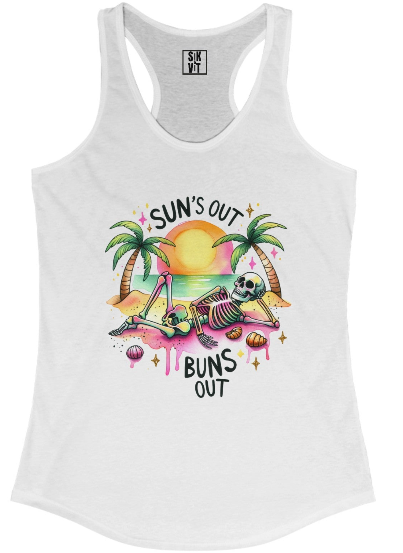 Ladies Suns Out Buns Out Racerback