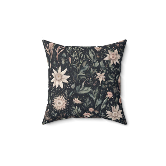 Dark Floral Square Pillow