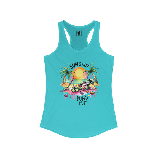 Ladies Suns Out Buns Out Racerback